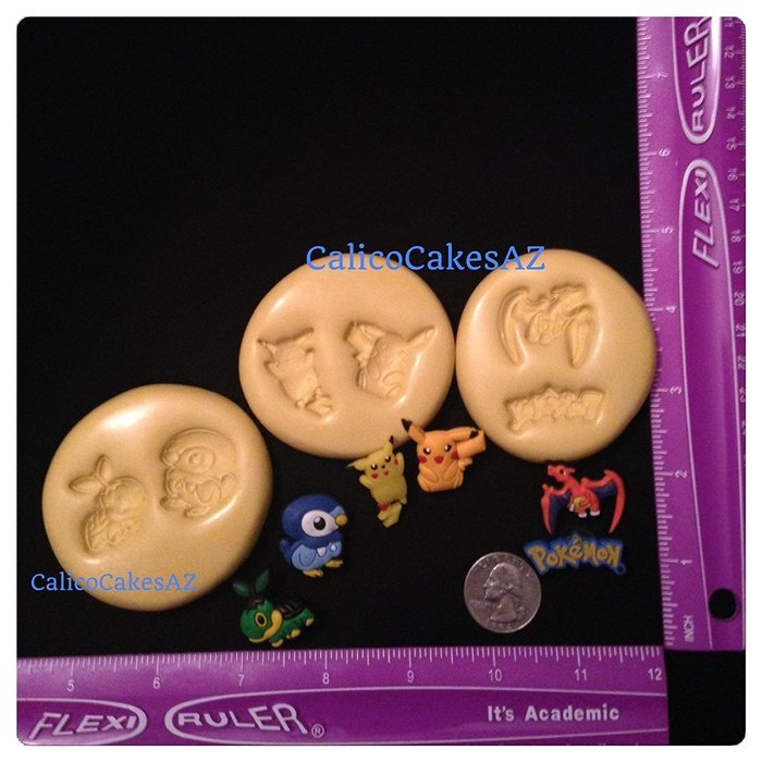 Pokemon Fondant Mold Set Chocolate Candy Gumpaste Soap Resin Clay Pikachu