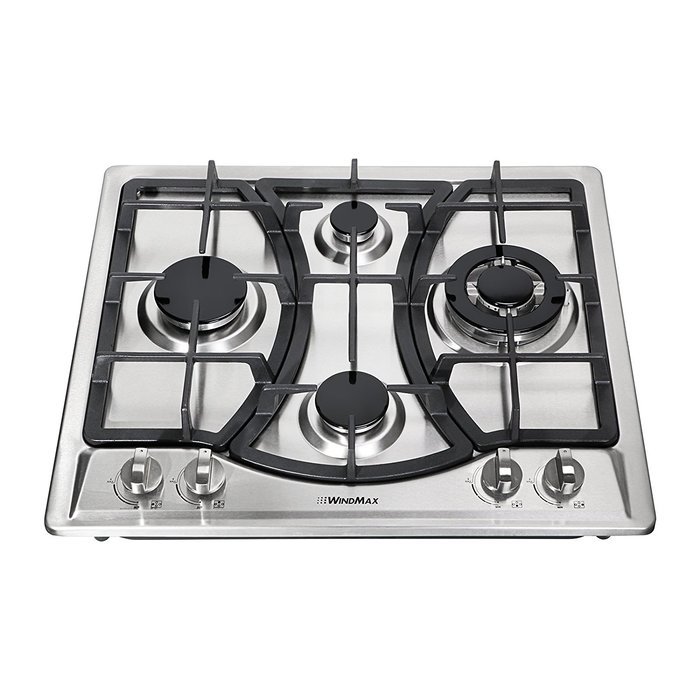 Windmax 23" Curve Stainless Steel 4 Burner Stove NG/LPG Hob Cooktops Cooker N2