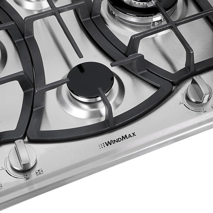 Windmax 23" Curve Stainless Steel 4 Burner Stove NG/LPG Hob Cooktops Cooker N3