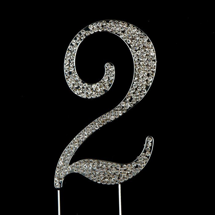 Number 7 Cake Topper, Birthday or Anniversary Party Decoration, Rhinestone Metal Top (7) N31