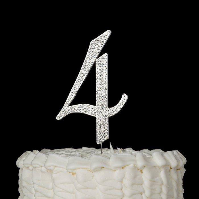 Number 7 Cake Topper, Birthday or Anniversary Party Decoration, Rhinestone Metal Top (7) N33