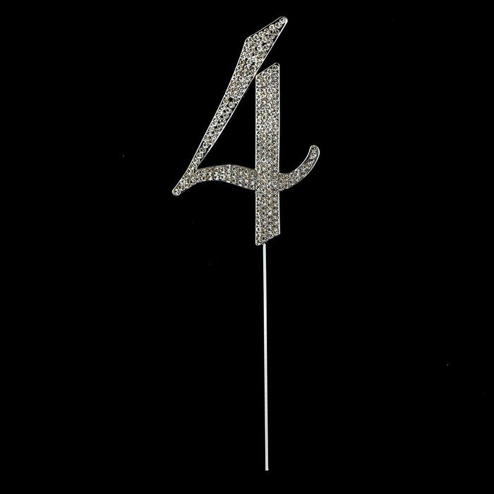Number 7 Cake Topper, Birthday or Anniversary Party Decoration, Rhinestone Metal Top (7) N34