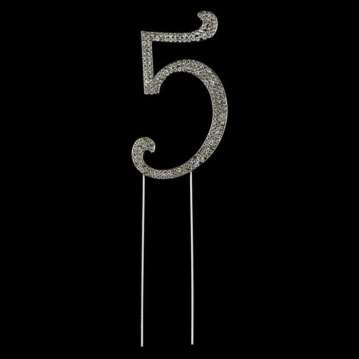 Number 7 Cake Topper, Birthday or Anniversary Party Decoration, Rhinestone Metal Top (7) N36