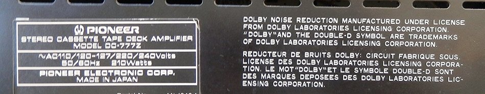 PIioneer Stereo Double Cassette Tape deck amplifier DC-777Z N2
