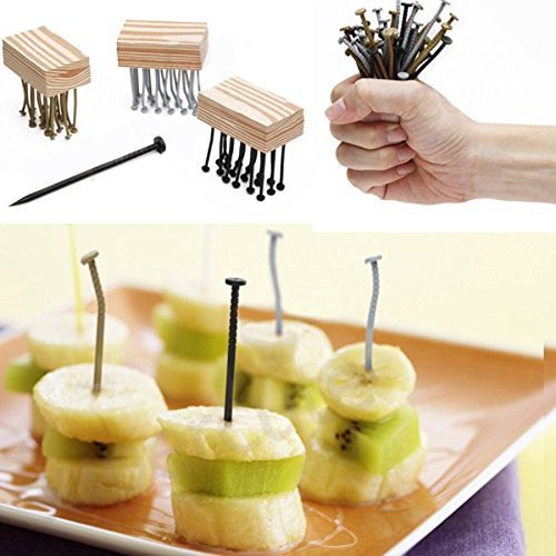 Teanfa Cool Nails Shape Fruit Fork Reusable Party Picks N7