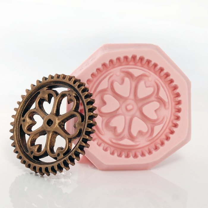 Large Steampunk Gear Silicone Mold Easy To Use Flexible Silicone Food Safe Fondant, Chocolate, Candy, Resin, Polymer... N5