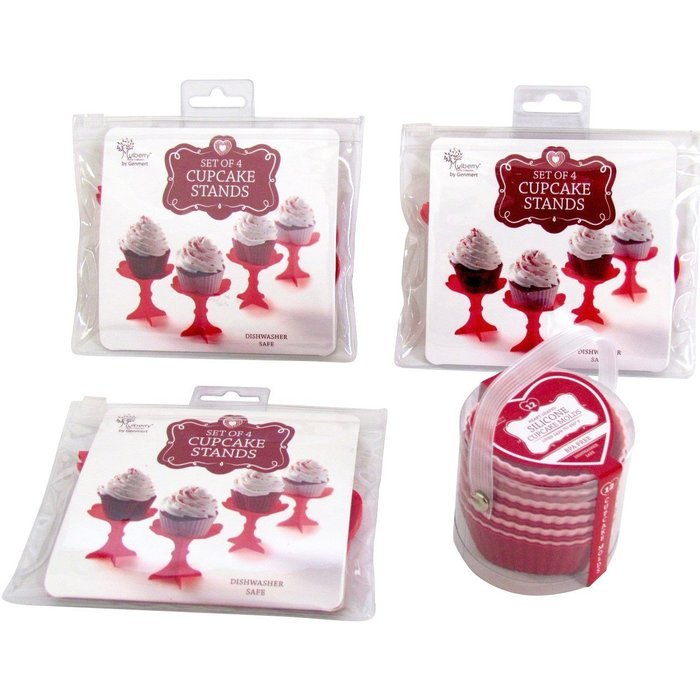 Set of 12 Red and Pink Heart Shaped Silicone Cupcake Molds / Stands - - 12 Red Cupcake Stands and 12 Red & Pink... N2