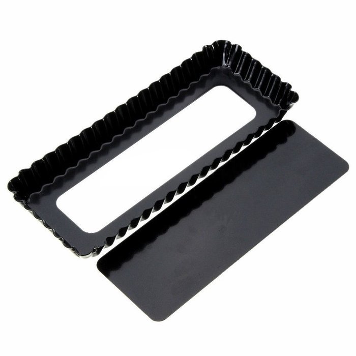 SCASTOE Removable Bottom Nonstick Quiche Tool Rectangle Fluted Pie Tart Pan Mold Baking Black