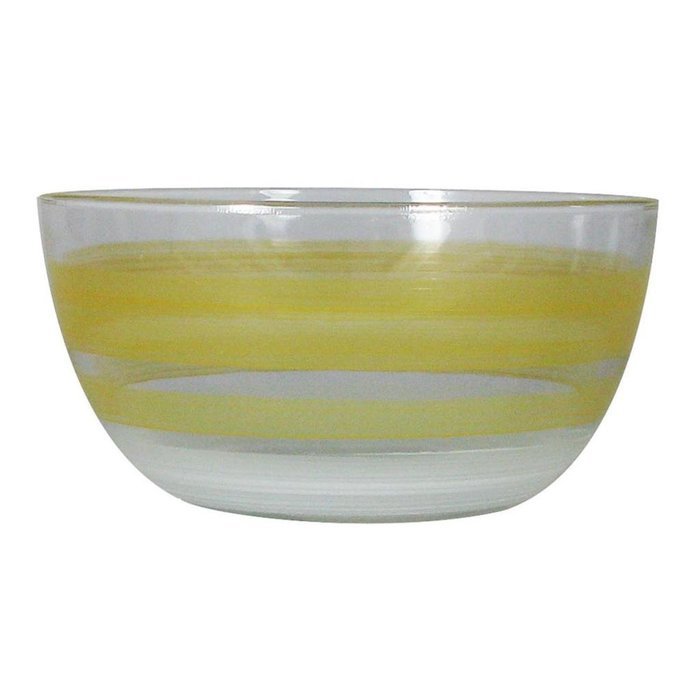 Golden Hill Studio 11" Serving Salad Bowl Hand Painted in the USA by American Artists-Retro Cottage Stripe Orange... N3