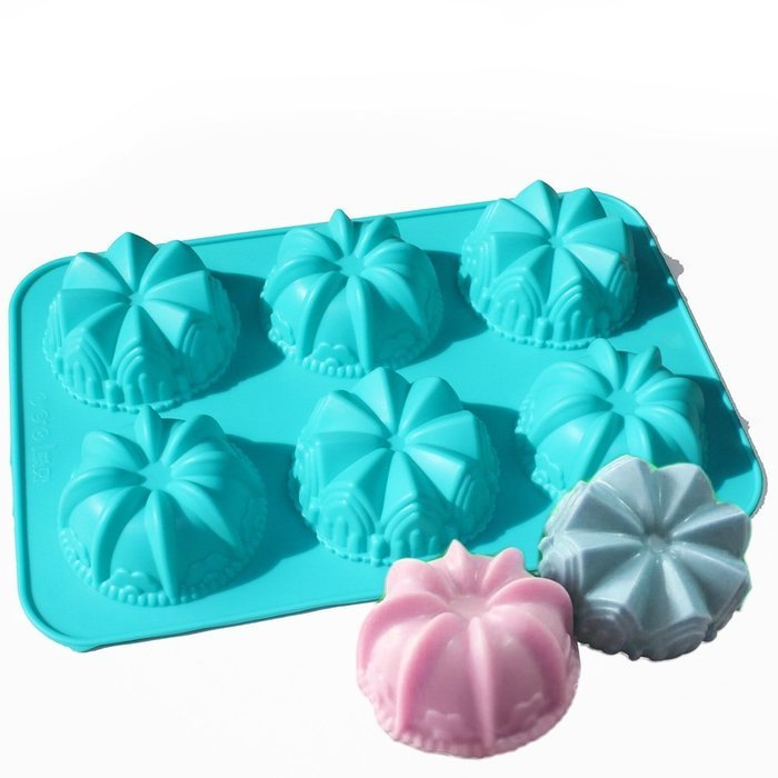 X-Haibei Mini Lily Crown Swirl Bundt Cake Bread Cupcake Chocolate Soap Silicone Mold N2