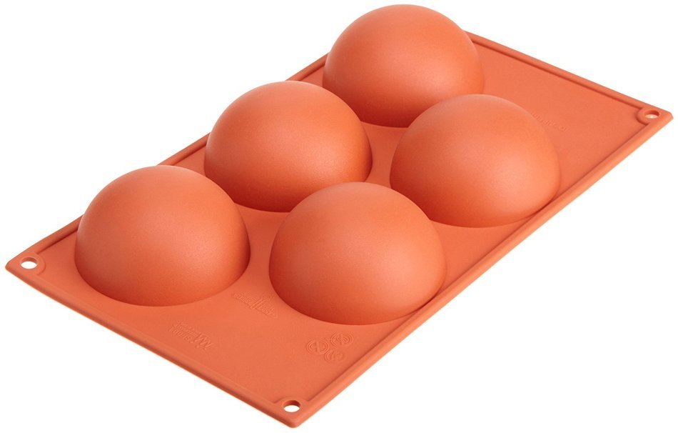 Silikomart Siliconflex Half-Sphere Mold, 4 Oz, 3.15" Diam. x 1.57" Deep, 5 Cavities
