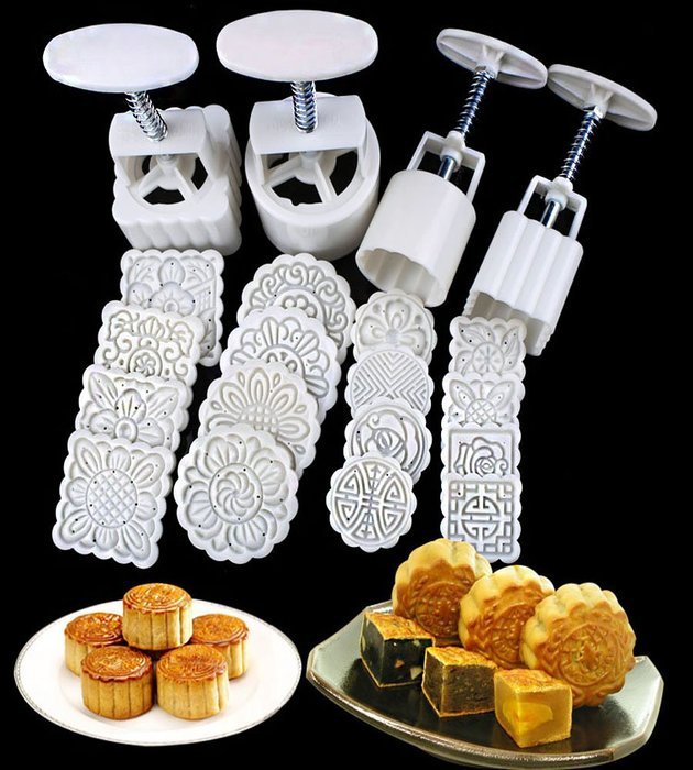 Lucky Gourd Mid Autumn Festival DIY Mooncake Mold- 16 Pcs Mode Pattern for 4 Sets, 50g / 100g (White) N2