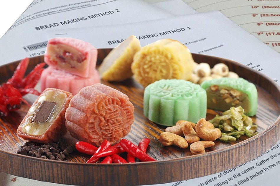 Lucky Gourd Mid Autumn Festival DIY Mooncake Mold- 16 Pcs Mode Pattern for 4 Sets, 50g / 100g (White) N3