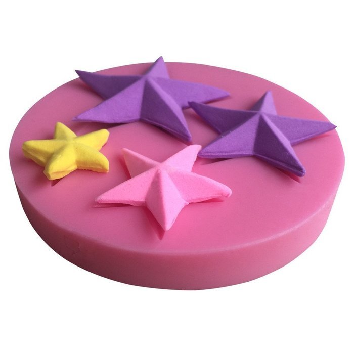 LYNCH 4 Size Stars Shapes 3D Silicone Fondant Mold for Wedding Decoration,Pink N2