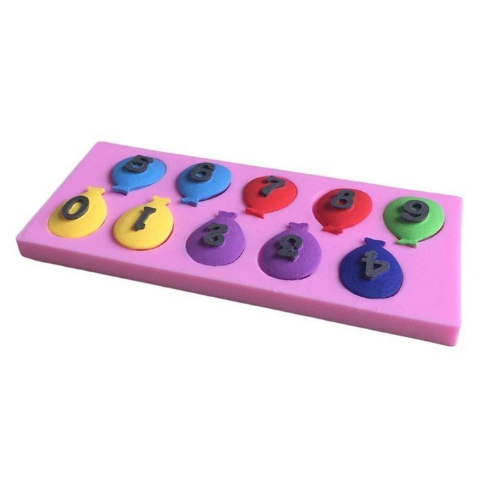 FLY 2PCS/Set Balloon Shape Fondant Silicone Cake Mold,Pink N2