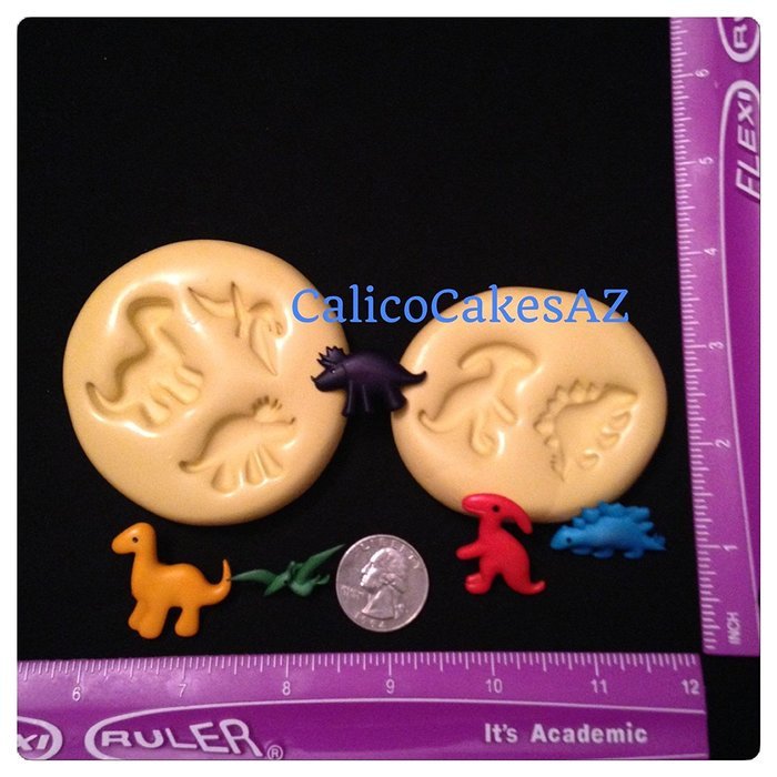5 Dinosaur Fondant Mold Set Chocolate Gumpaste Soap Resin Clay