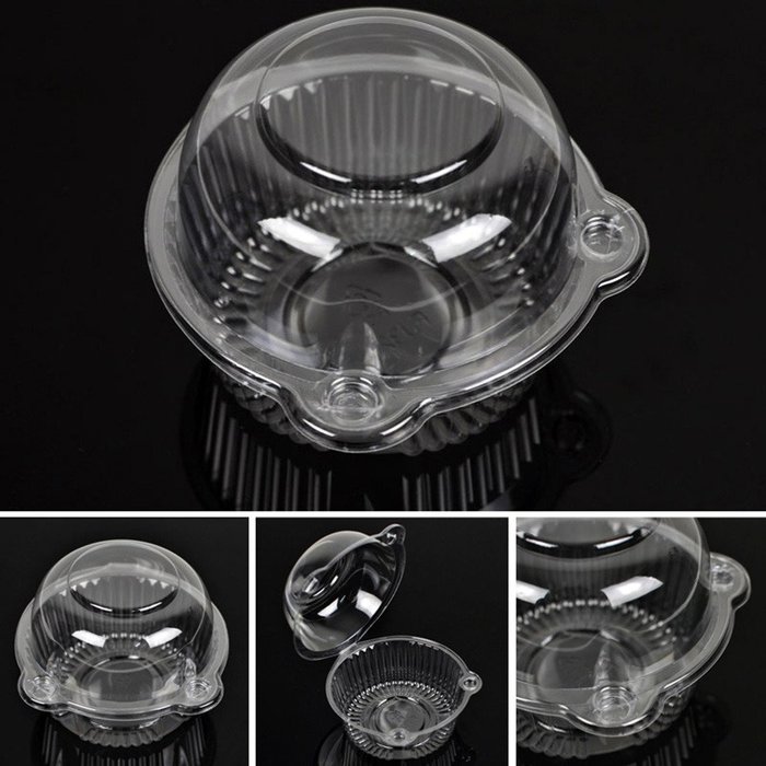 100 PCS Transparent Clear Jumbo Cupcake Boxes BPA-Free Containers Locking Tabs