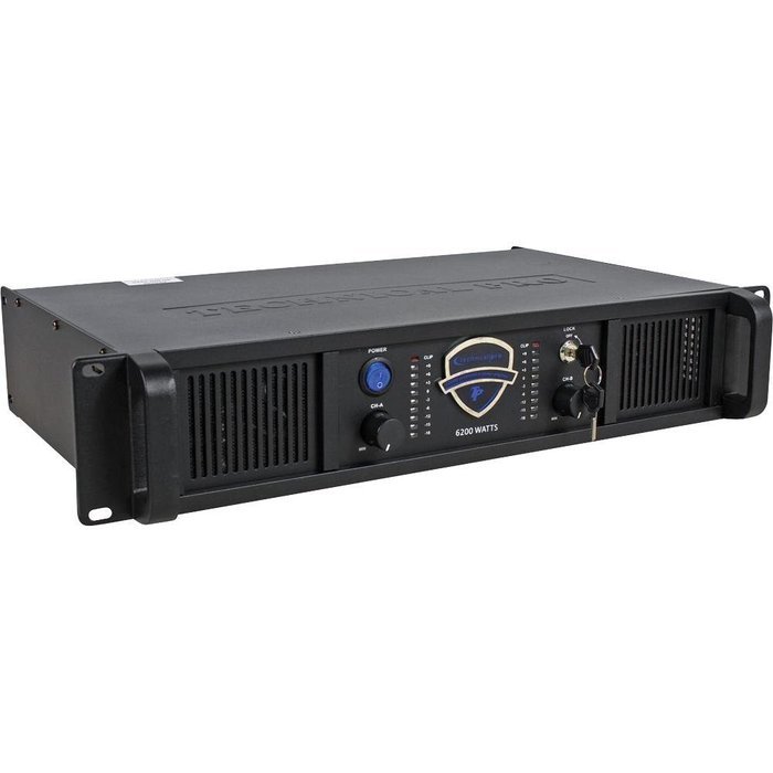 Technical Pro LZ6200 2U Professional 2CH Power Amplifier, 110/220V, 6200W Peak Power, Black