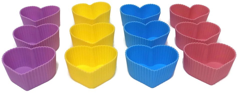 Silicone Heart Cupcake Molds Set of 12 (12) N5