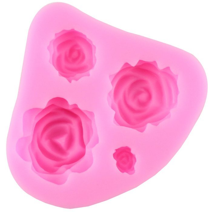 BING CUI Silicone Rose Flower Cake Decorating Mold with Box, Set of 4 N3
