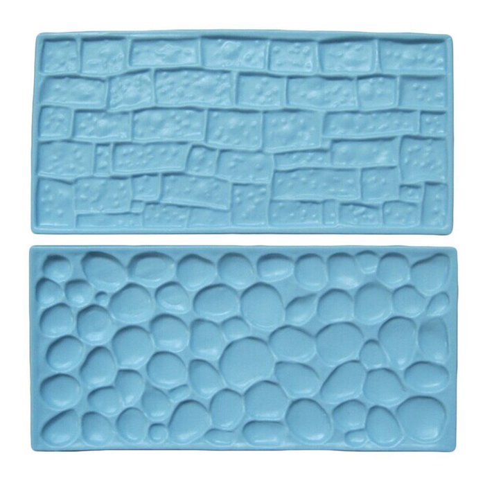 FLY One Set Stone and Brick Shape Cake Fondant Mold Cookware Tools,Pink