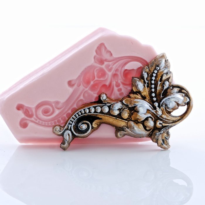 Victorian Baroque Scroll Work Silicone Mold Food Safe Fondant, Gum Paste, Resin, Polymer Clay, Craft, Jewelry... N7