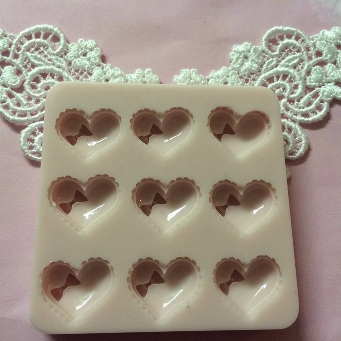 Mini Hearts with Bow, love, valentines Silicone Mold By Oh! Sweet Art FDA Approved for Food N2