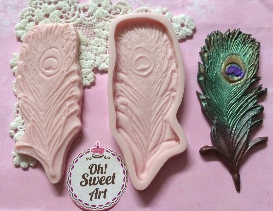 Peacock Feather Silicone Mold Cake Decorating Sugar Flower FDA Approved N3