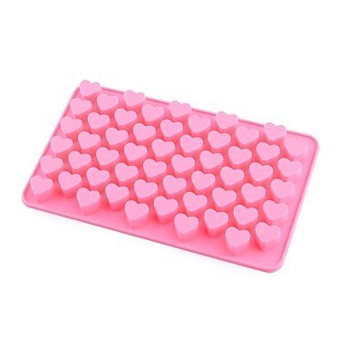 Y&XL&H 55-Slot Heart Shaped Silicone Cake Biscuit Baking Mold Tray Mold Bakeware (Pink) N3