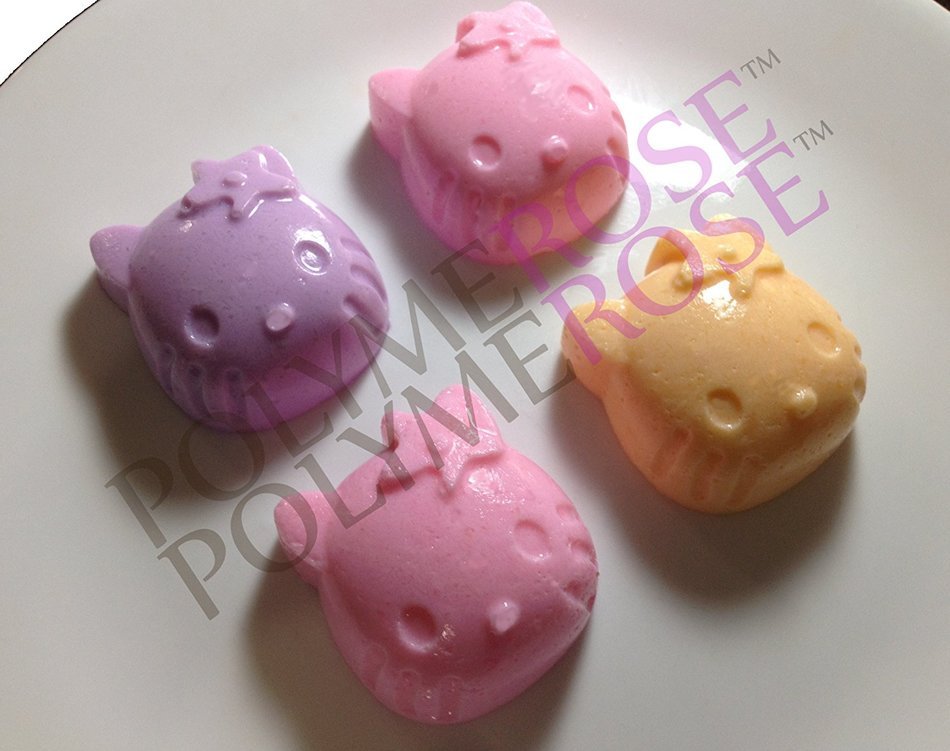 SET OF TWO HELLO KITTY Molds Pans for Candy, Desserts, Soaps and Crafts. (4 Cavity Each; 8 Cavity Total) Silicone... N2