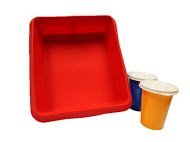 1 Silicone Square Lasagne Cake Pan - Color Red or Red Wine + Free Tupperware Bell Tumbler 2pcs