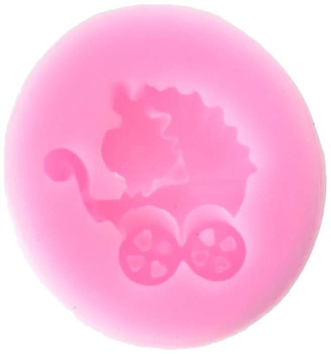 Longzang Baby Carriage Fondant Silicone Sugar Craft Mold, Mini, Pink