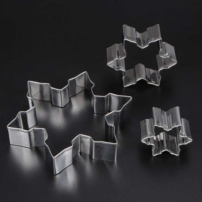3 Pcs/Lot Snowflake Shape Cookie Cutter Stainless Steel Snow Form Cookie Mold Diy Fondant Chocolate Cake Decoration... N4
