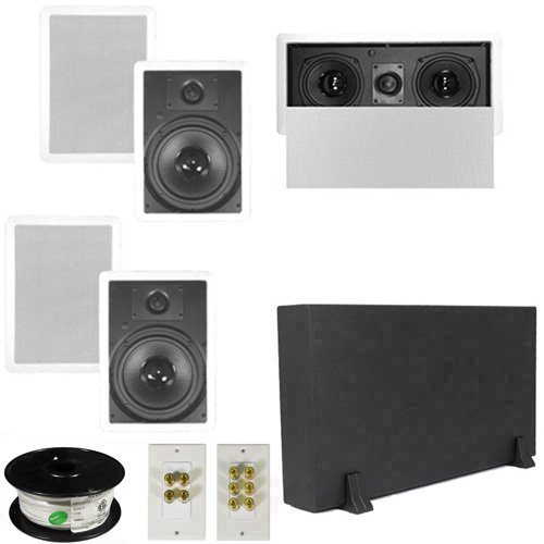 Theater Solutions 5.1 Home Theater 8" In Wall Speakers, Center, 8" Powered Sub and More TS80WL51SET1