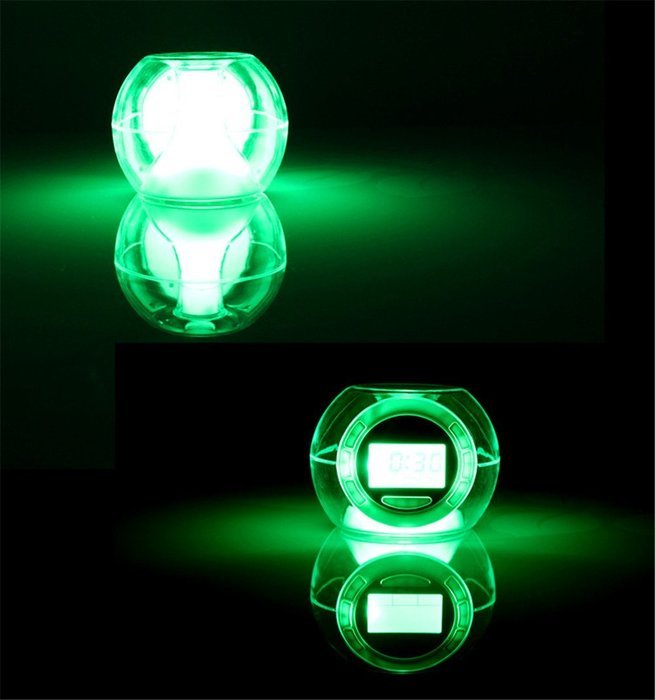 Surborder Shop Colorful Glowing 7 Led Colors Changing Digital Alarm Clock with Time & Date & Temperature Display N3