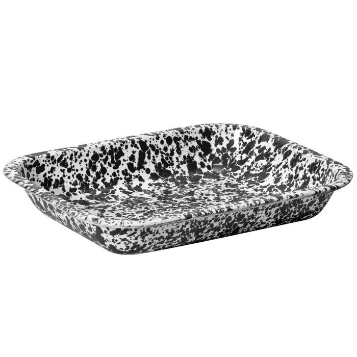 Enamelware Small Roasting Pan - Red Marble N7