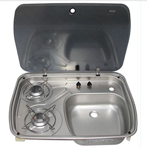 RV, Caravan, Camper, Boating 2 Burner LPG Gas Stove and Sink Combo With Glass Lid GR-588 N8
