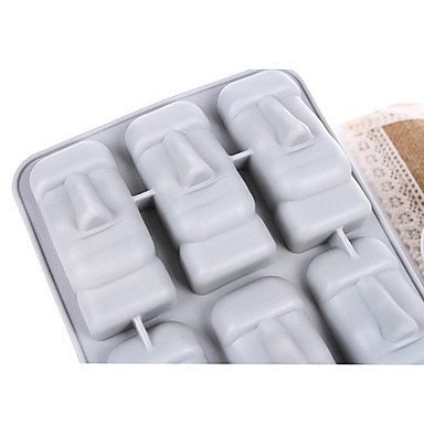 Sher Easter Island Moai Ice Mould Silicone Ice Cubes Tray Pudding Jelly Mold (Random Color) N2