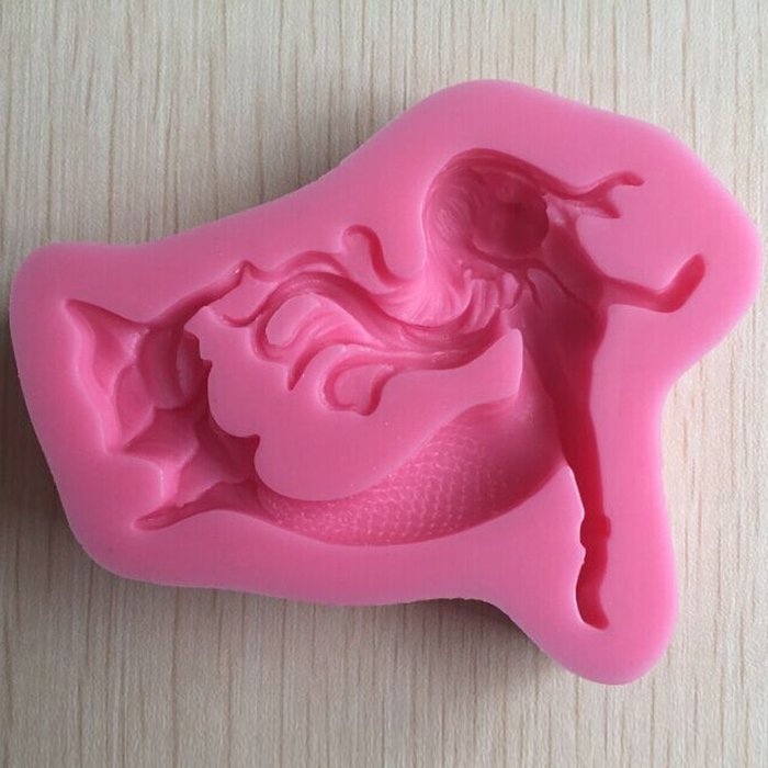 HORIEN Mermaid Shape 3D Silicone Fondant Cake Mold N2