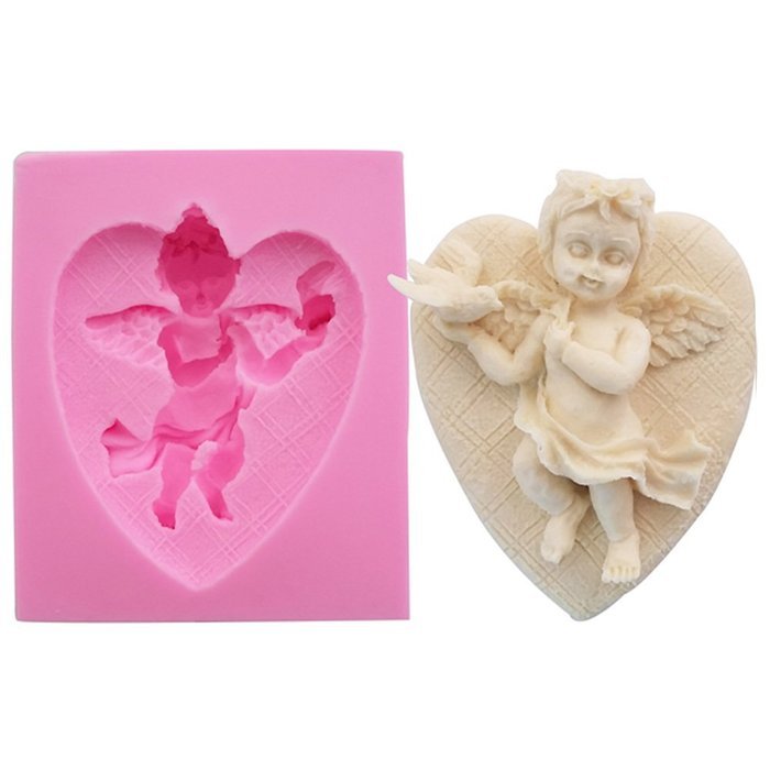 WYD 3D Baby Angel Fondant Cake Mold,Handmade Soap Mold,Cake Mold Decorating (Cross Pigeon Angel) N11
