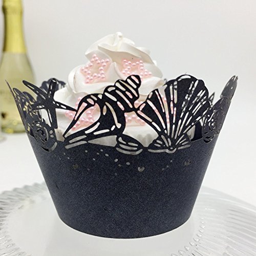 CozyT 50 PACK Roses Cupcake Wrappers Artistic Bake Cake Paper Cups Vine Lace Laser Cut Liner Baking Cup Muffin... N6