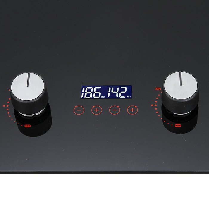 Windmax 30" Black Tempered Glass 2 Burners Built-in Fixed NG / LPG Gas Cooktops with Time Set Function N7