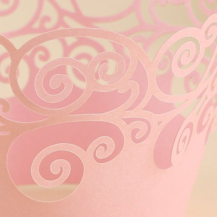 24pcs Vine Filigree Fence Cupcake Wrappers Wrap Cases 4 Wedding Birthday Christmas Xmas Party Pink N2