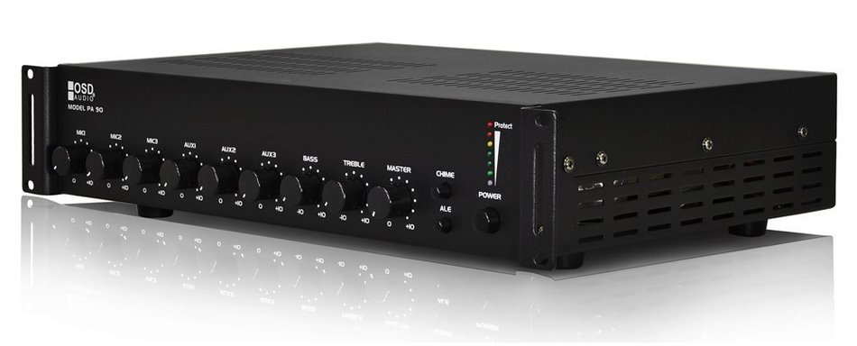 OSD Audio PA-90; Commercial 70V/100V/8 ohm Mono Integrated Amplifier/Mixer with 7 Inputs (3 Mic, 1 Telephone &... N3