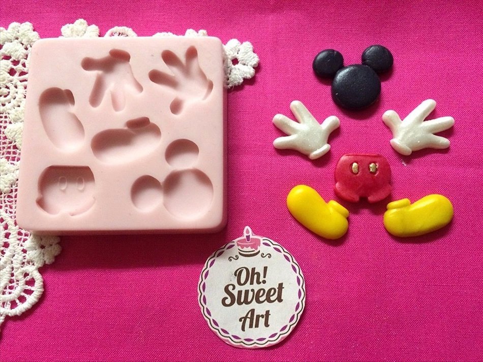 Complete Mickey Mouse Silicone Cupcake Toppers Mold By Oh! Sweet Art FDA Approved for Food
