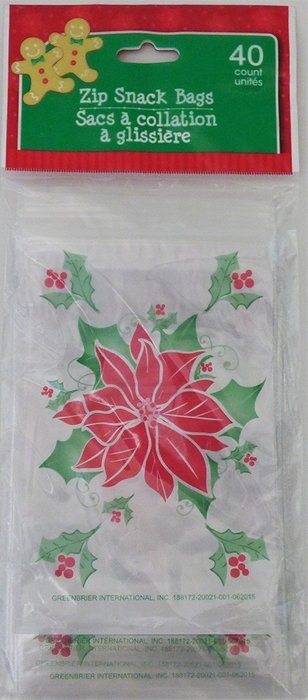 Assorted Festive Holiday Inspired Christmas Zip-Seal Snack Bags, 40-ct. Packs ~ (Set of 4) N2