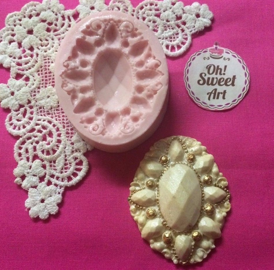 Diamond Brooch, brooches Silicone Mold By Oh! Sweet Art FDA Approved for Food N3