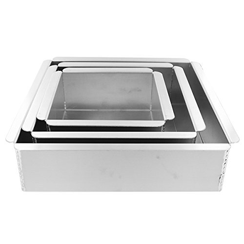Cake Pan Set of 3, Square 3 Inches (6", 8" 10") by Magic Line N2