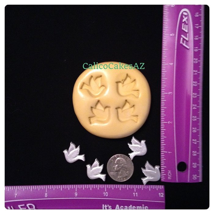 4 Piece DOVE Fondant Mold Wedding Chocolate Candy Gumpaste Soap Resin Clay