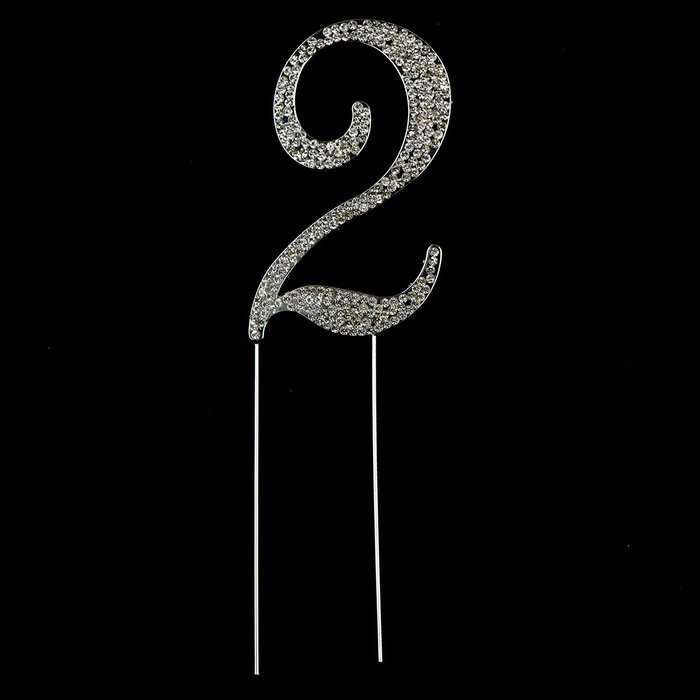 Number 7 Cake Topper, Birthday or Anniversary Party Decoration, Rhinestone Metal Top (7) N38